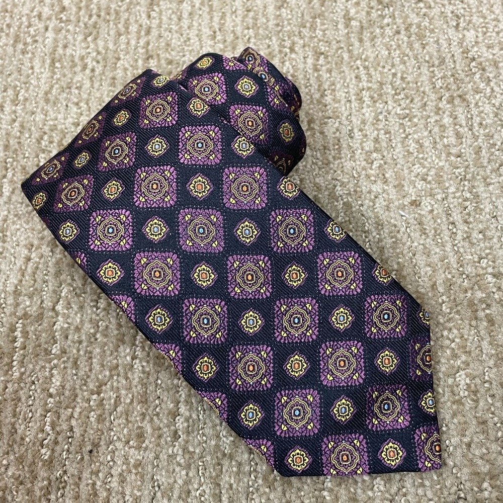 Robert Talbott Best of Class Silk Tie Black Purple Handmade USA Old Money
